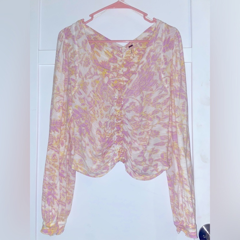 Free People long sleeve, Size Small, Yellow & Pink